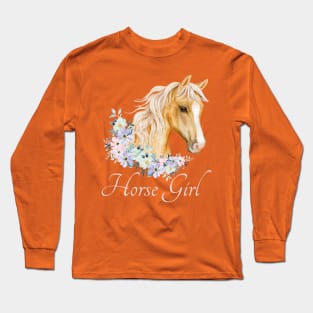 Lispe Horse Girl Equestrian Western Portrait Long Sleeve T-Shirt